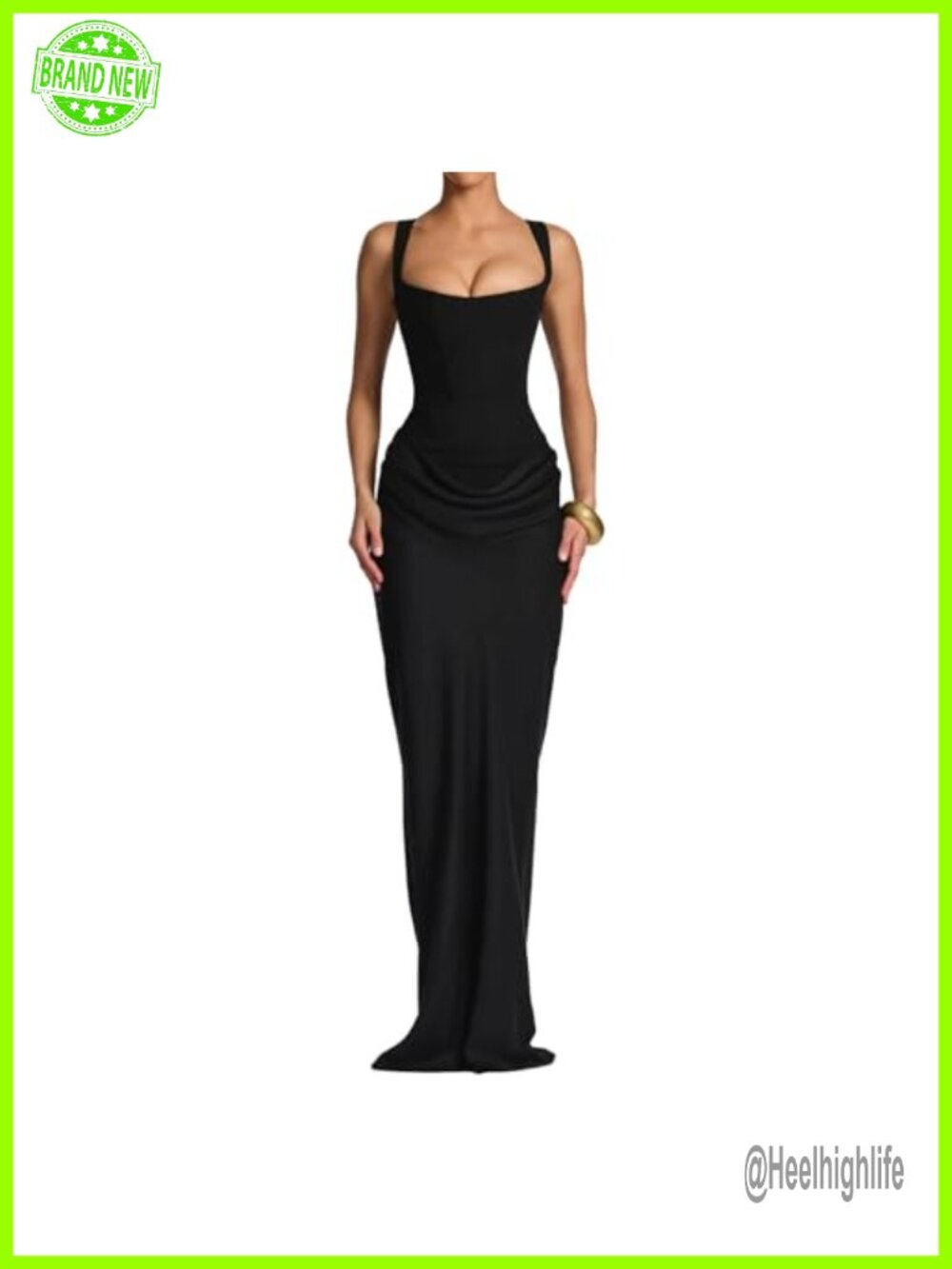 ABYOVRT Women Wedding Guest Corset Bodycon Maxi Lace Up Dress Formal Party
